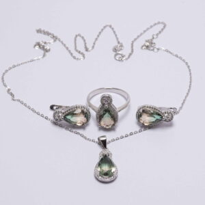 Ασημένιο Σετ Πράσινο Ζιργκόν