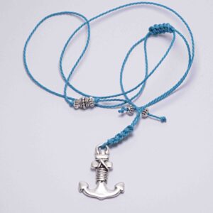Κολιέ με Γαλάζιο Κορδόνι & Άγκυρα