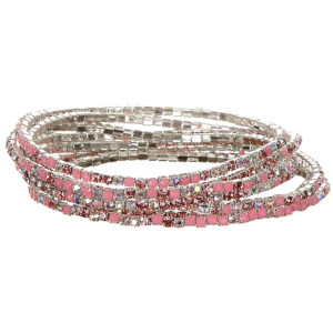 Ελαστικό Βραχιόλι 8 Τεμαχίων σε Ροζ