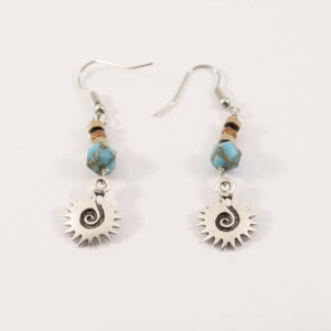 Κρεμαστά Σκουλαρίκια με Αιματίτη & Τιρκουαζ