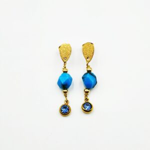 Κρεμαστά Σκουλαρίκια Επίχρυσα με Τιρκουάζ