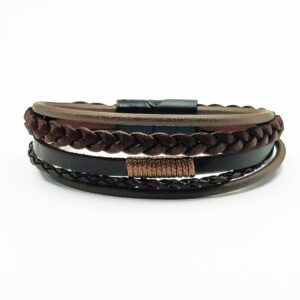 Βραχιόλι με Δέρμα & Ατσάλινο Κούμπωμα
