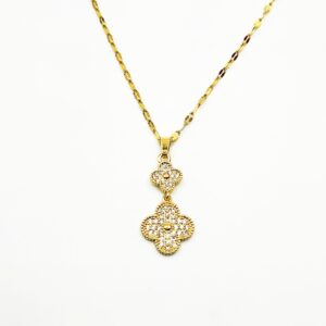 Ατσάλινο Επίχρυσο Κολιέ με Ζιργκόν