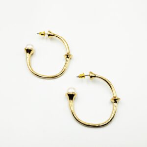 Επίχρυσα Σκουλαρίκια Κρίκοι με Πέρλα