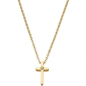 Ατσάλινο Κολιέ Αλυσίδα με Σταυρό & Ζιρκον