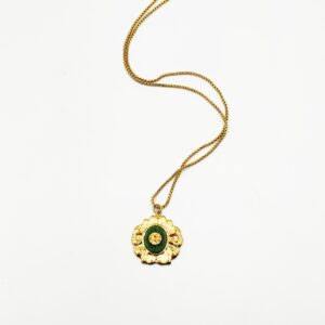 Ατσάλινο Κολιέ με Αλυσίδα & Λουλούδι