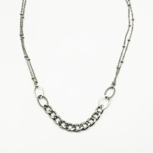 Ατάλινο Κολιέ με Αλυσίδα σε Λευκό & Χρυσό