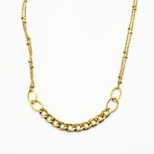 Ατάλινο Κολιέ με Αλυσίδα σε Λευκό & Χρυσό