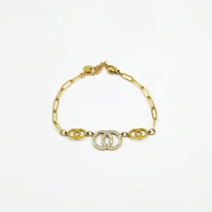 Ατσάλινο Επίχρυσο Βραχιόλι με Ζιρκόν