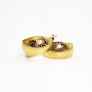 Ατσάλινα Σκουλαρίκια Κρίκοι Σφυρήλατοι Επιχρυσωμένοι