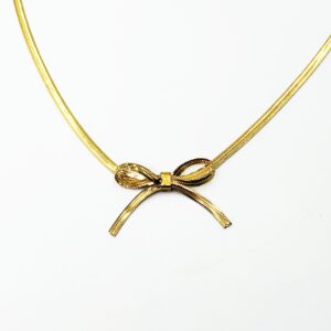 Ατσάλινο Κολιέ με Πλακέ Αλυσίδα & Φιόγκο