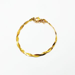 Ατσάλινο Βραχιόλι Πλεξούδα με Πλακέ Αλυσίδα