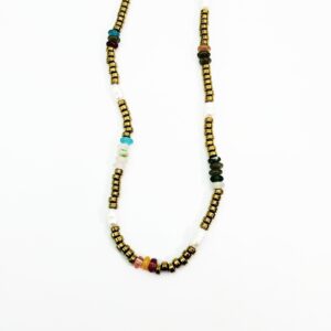 Κολιέ με Αιματίτη , Μαργαριτάρια & Χρωματιστές Χάντρες