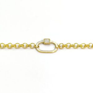 Ατσάλινο Επίχρυσο Βραχιόλι με Οβάλ Κρίκο Στρας & Σμάλτο