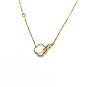 Ατσάλινο Επίχρυσο Κολιέ Σταυρός με Φίλντισι & Ζιρκον