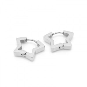 Ατσάλινα Σκουλαρίκια Clickers Αστέρια σε Ασημί & Χρυσό