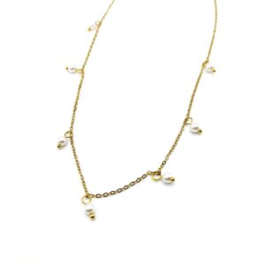 Επίχρυσο Κολιέ από Ατσάλι με Πέρλες