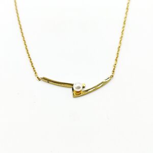 Κολιέ Ατσάλι Επίχρυσο με Πέρλα