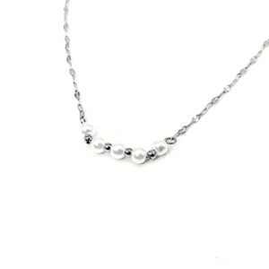Ατσάλινο Κολιέ Αλυσίδα με Πέρλες