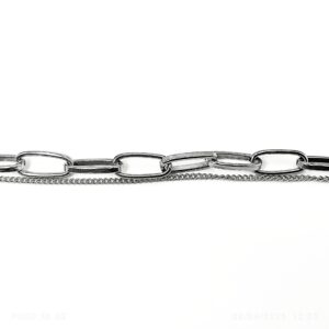 Ατσάλινο Βραχιόλι με Διπλή Αλυσίδα σε Ασημί & Χρυσό