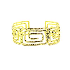 Ατσάλινο Επίχρυσο Βραχιόλι Χειροπέδα με Μαίανδρο