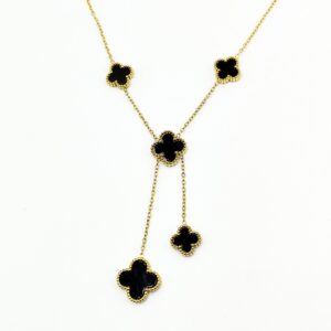 Ατσάλινο Επίχρυσο Κολιέ Γραβάτα με Λευκούς & Μαύρους Σταυρούς