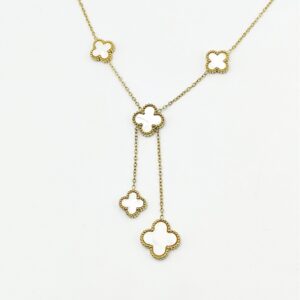 Ατσάλινο Επίχρυσο Κολιέ Γραβάτα με Λευκούς & Μαύρους Σταυρούς