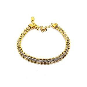 Ατσάλινο Βραχιόλι με Στρας σε Ασημί & Χρυσό