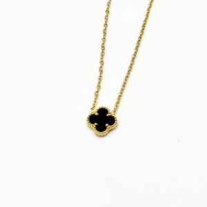 Ατσάλινο Επίχρυσο Κολιέ με Κόκκινο & Μαύρο Σταυρό