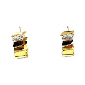 Ατσάλινα Επίχρυσα Σκουλαρίκια με Στρας