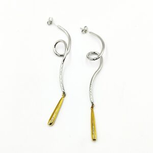 Κρεμαστά Ατσάλινα Σκουλαρίκια Ασημί - Χρυσό