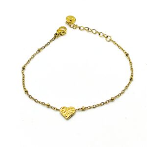 Ατσάλινο Επίχρυσο Βραχιόλι με Καρδιά