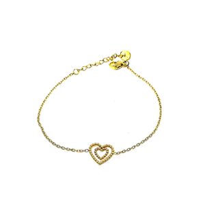 Ατσάλινο Επίχρυσο Βραχιόλι με Καρδιά