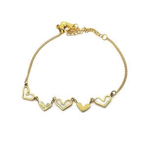 Ατσάλινο Επίχρυσο Βραχιόλι με Καρδιές