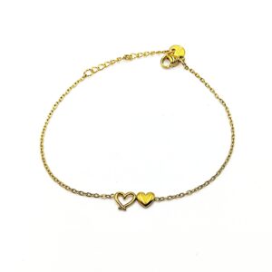 Ατσάλινο Επίχρυσο Βραχιόλι με Καρδιές