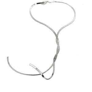 Ατσάλινο Μακρύ Κολιέ με Πλακέ Αλυσίδα