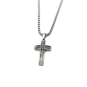 Κολιέ Ατσάλι με Σταυρό 3,5cm
