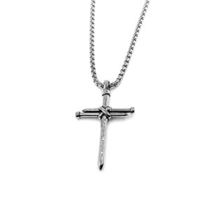 Κολιέ Ατσάλι με Σταυρό Καρφί 5,5cm
