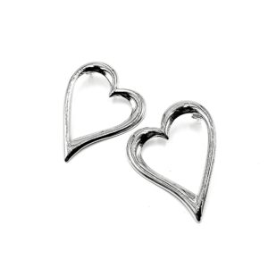 Ατσάλινα Σκουλαρίκια Καρδιές 6cm