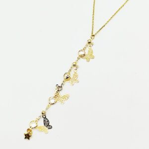 Ατσάλινο Κολιέ με Κρεμαστές Πεταλούδες & Καρδιές