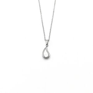 Ατσάλινο Κολιέ Δάκρυ & Φίλντισι σε 2 Χρώματα