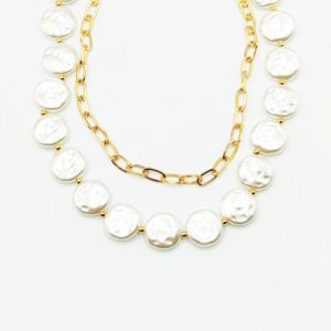 Διπλό Επίχρυσο Κολιέ με Πέρλα